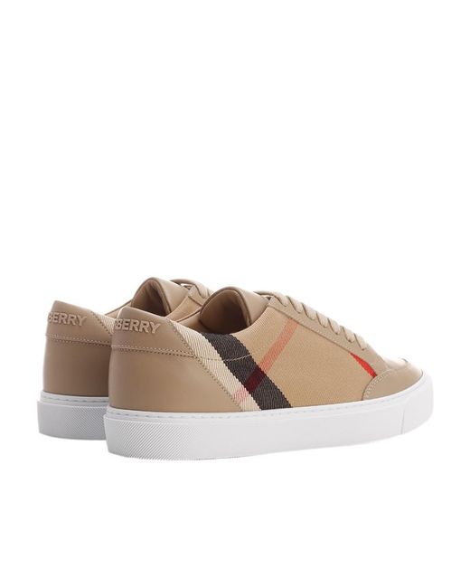Burberry Brown Horse Check Lace-Up Sneakers