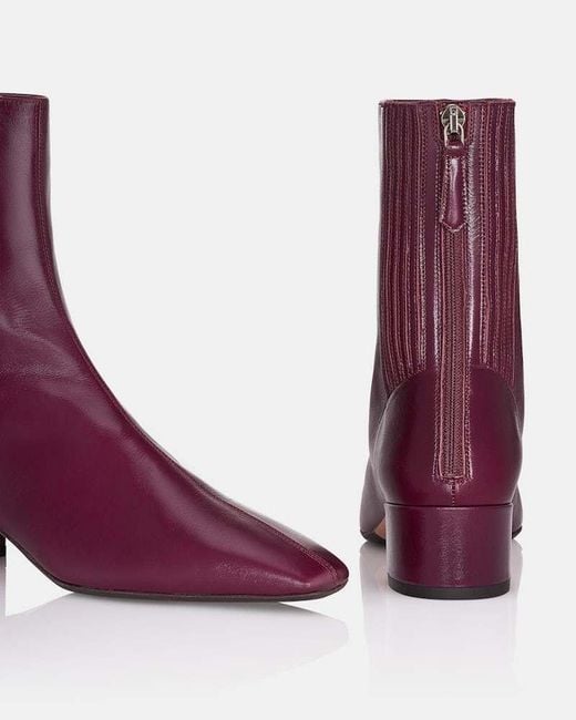 Aquazzura Purple Honore Square-Toe Ankle Boots