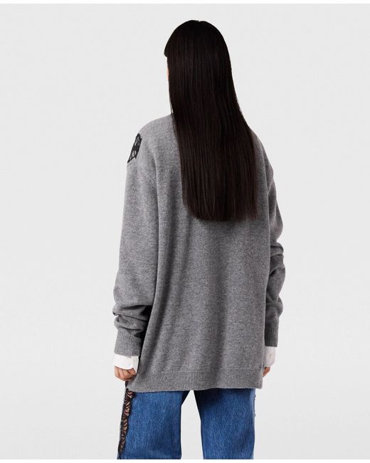 Stella McCartney Gray Lace-Detailed Knitted Mini Dress