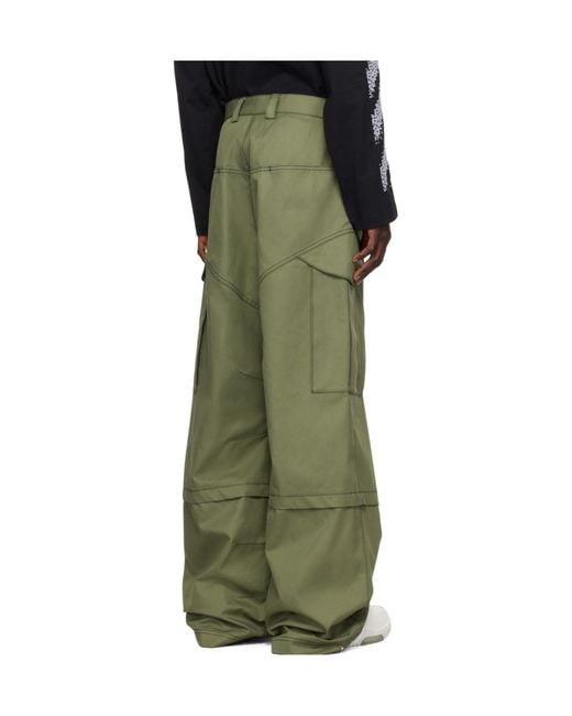 Off-White c/o Virgil Abloh Green Logo Embroidered Straight Leg Pants for men