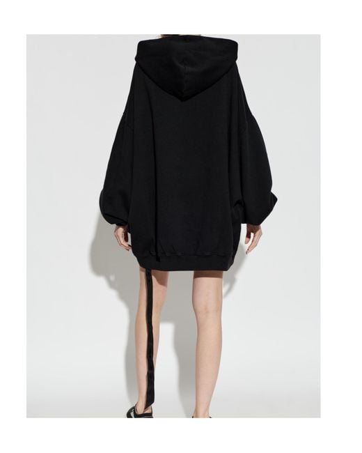 Rick Owens Blue Oversized Drawstring Hoodie
