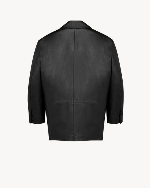 Saint Laurent Black Long-Sleeved Leather Jacket