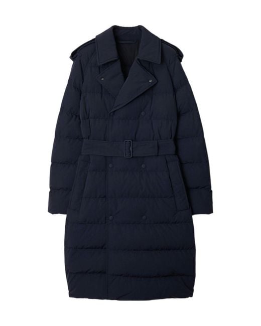 Burberry Blue Logo-Appliqué Puffer Coat
