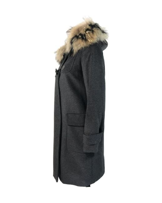 Max Mara Gray Hooded Wool Coat
