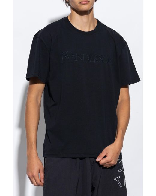 J.W. Anderson Blue Jw Anderson Logo Embroidered Short-Sleeved T-Shirt for men