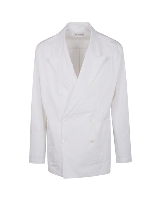 Dries Van Noten White Long-Sleeved Suit Coat for men