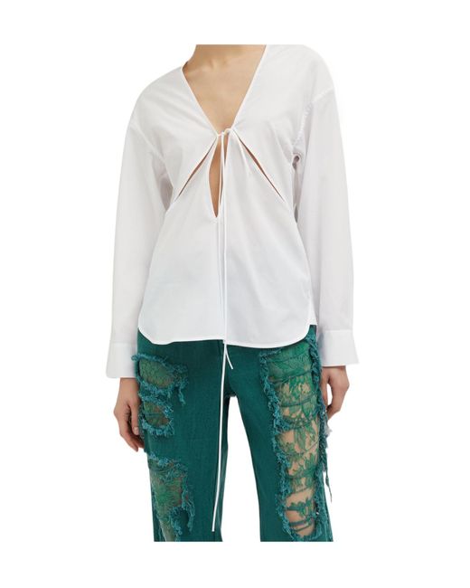Christopher Esber White Tie Detail Blouse
