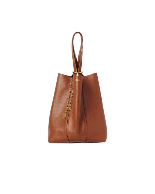 Chloé Brown Chloé Spin Charm Detailed Tote Bag