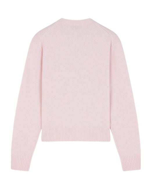 Maison Kitsuné Pink Maison Kitsuné Bold Fox Head Embroidered Knit Cardigan