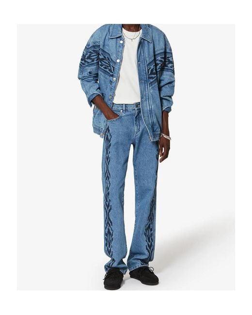 Isabel Marant Blue Julian Embroidered Denim Jacket for men