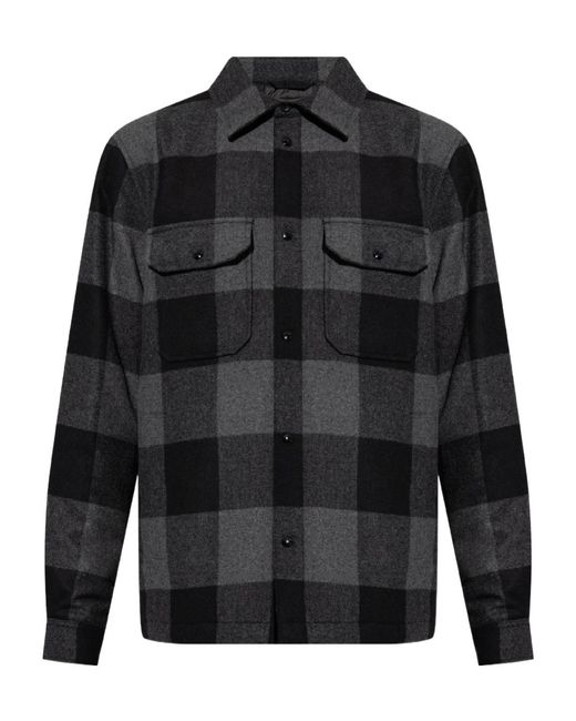 Woolrich Black Check-Pattern Wool Shirt for men