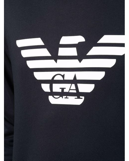 Emporio Armani Blue Logo Printed Crewneck Sweatshirt for men