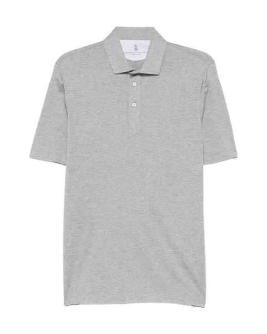 Brunello Cucinelli Gray Button-Placket Polo Shirt for men