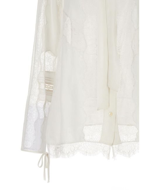 P.A.R.O.S.H. White Long-Sleeved Transparent Detail Blouse