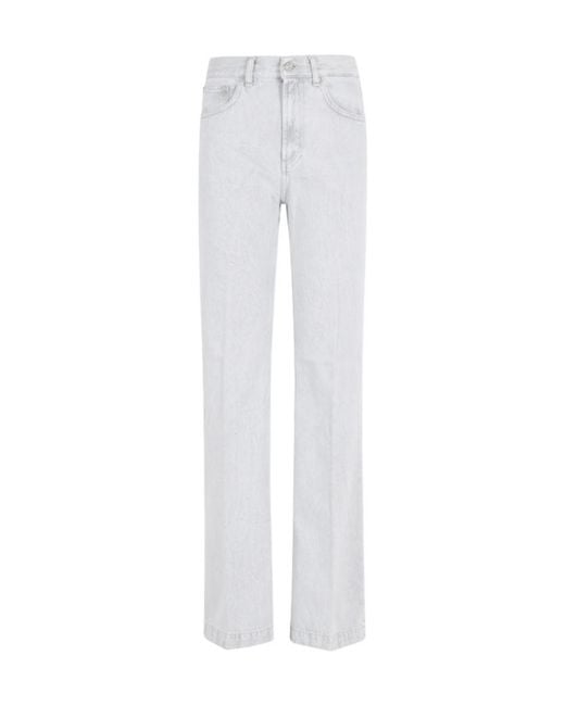 Dondup White Jeans With Belt Loops