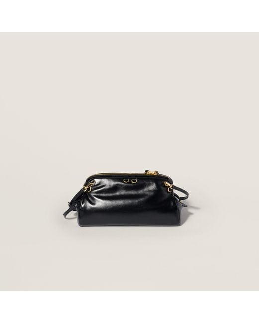 Miu Miu Black Caprice Shiny Leather Clutch