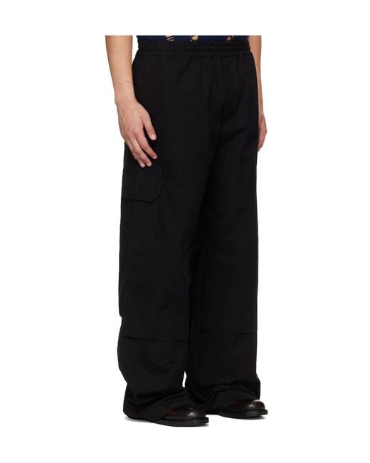 Egonlab Black Sculpted Track Elastic Waist Casual Pants for men