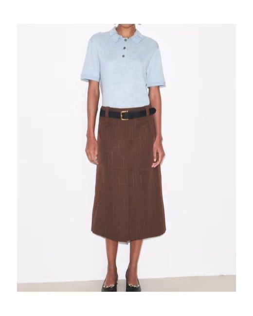Tory Burch Blue Oversized Silk Polo