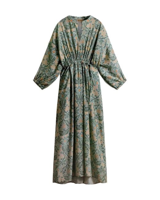 Woolrich Green Elasticated Floral Midi Dress