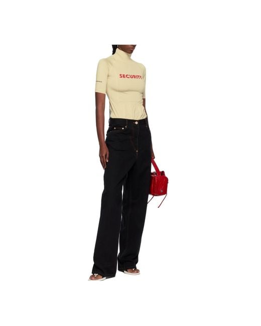 Pushbutton White Security Pocket Turtleneck Top