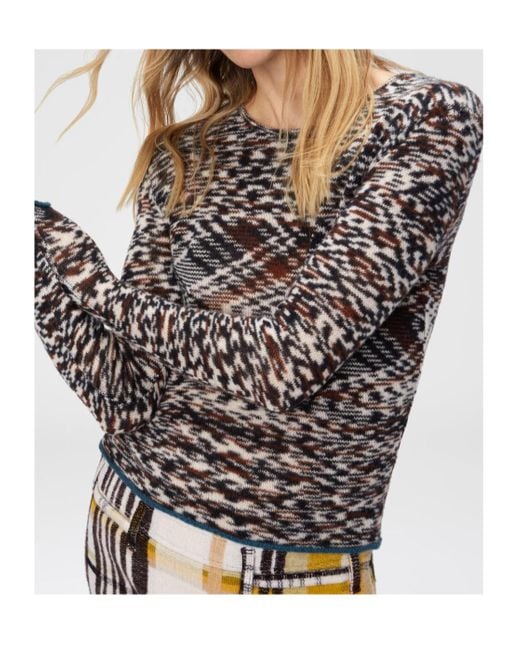 Missoni Black Crew Neck Sweater With Flame Pattern