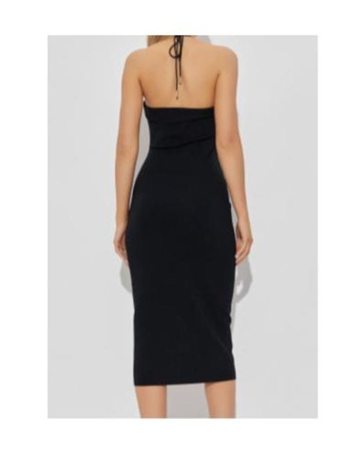 Cult Gaia Black Halterneck Ribbed Midi Dress