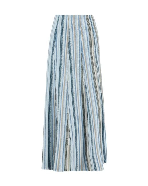 Barbour Blue Josie Knitted-Stripe Midi Skirt