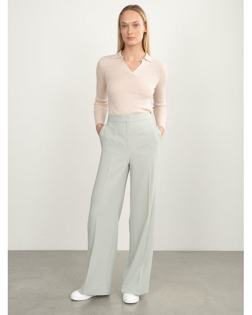 Calvin Klein Gray Twill Wide-Leg Trousers