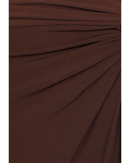 ANDAMANE Brown Ruched Jersey Maxi Skirt