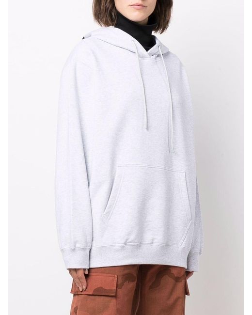 MSGM White Logo-Print Hoodie