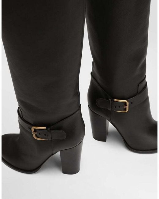 Dolce & Gabbana Black Buckle Detailed Heeled Boots