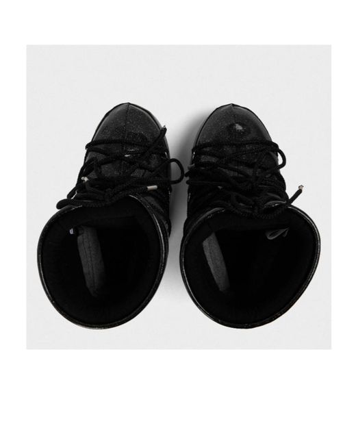 Moon Boot Black Glitter Patent Snow Boots