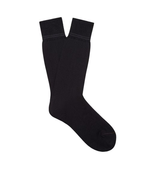Zegna Black Cotton Socks for men