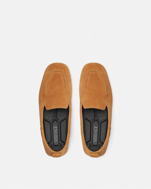 Versace Brown Villa Square-Toe Driver Shoes for men