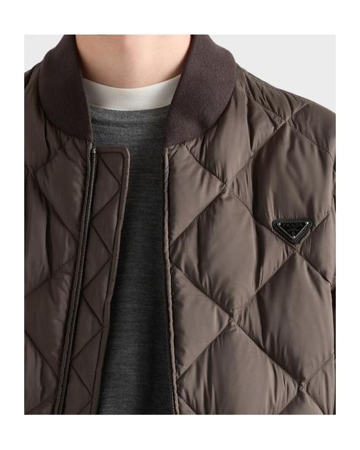 Prada Brown Short Quilted Down Jacket for men