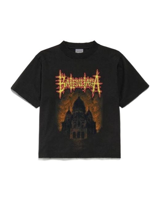 Balenciaga Black Cotton Sacré Cœur T-Shirt