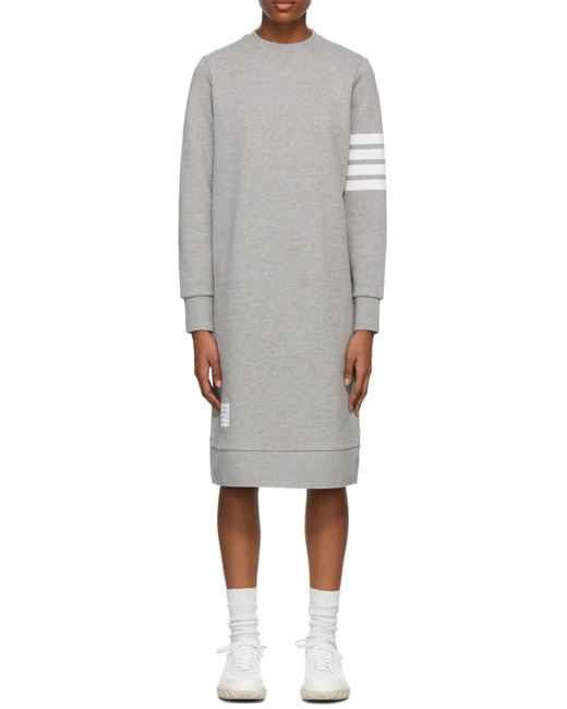 Thom Browne Gray 4-Bar Sleeve Sweatshirt Dress