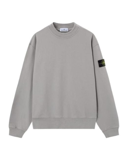 Stone Island Gray Oversized-Fit Crewneck Sweatshirt With Ribbed Trims for men