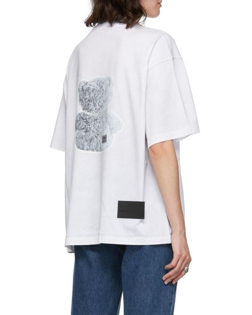 we11done White Negative Teddy Print T-Shirt for men