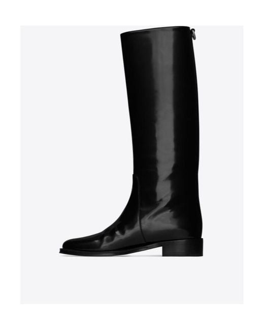 Saint Laurent Black Hunt Patent Leather Boots