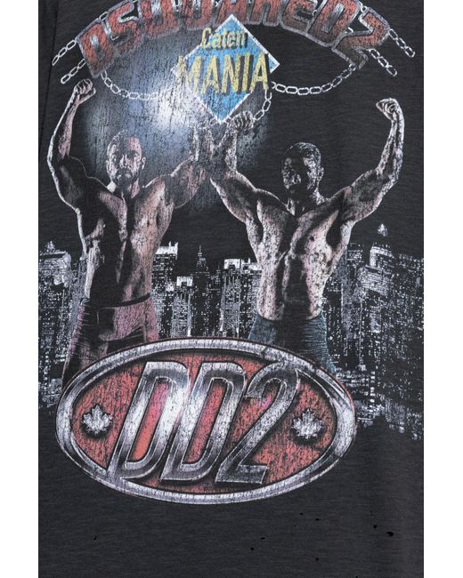 DSquared² Black Supervintage Dyed Cigarette Fit T-Shirt for men