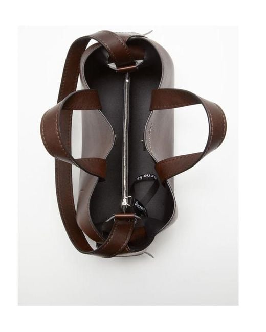 Acne Brown Musubi Logo Printed Midi Tote Bag
