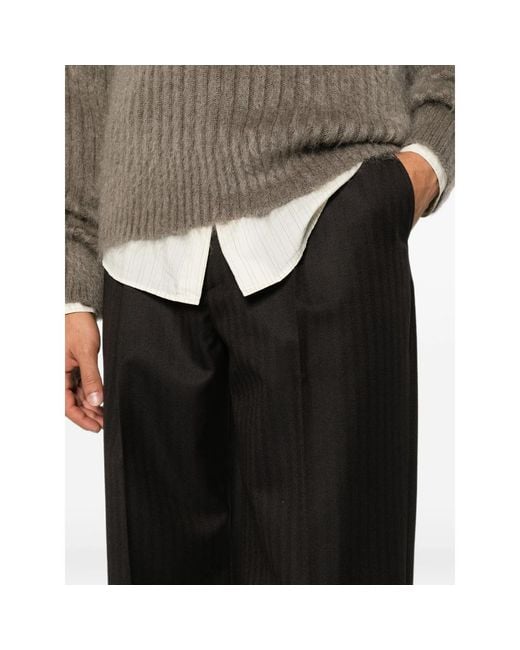 Dries Van Noten Black Button-Detail Casual Trousers for men