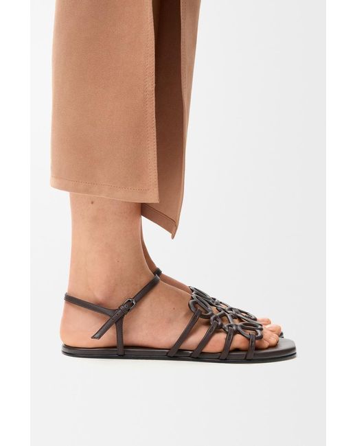 Loewe Brown X Paula's Ibiza Leather Petal Anagram Sandals