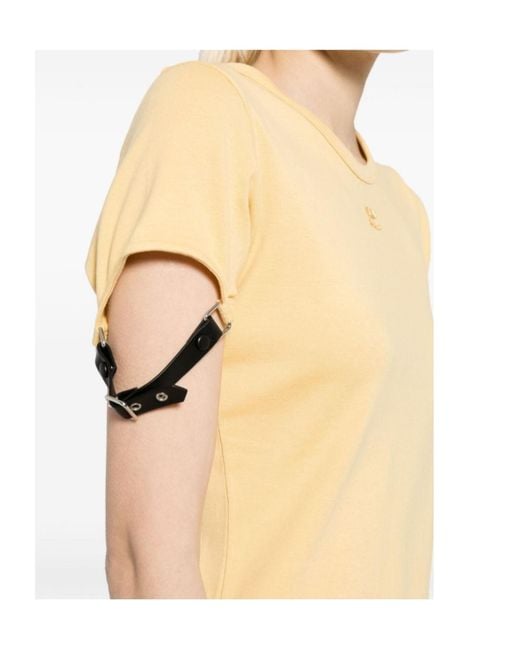 Courreges Yellow Buckle-Detail T-Shirt