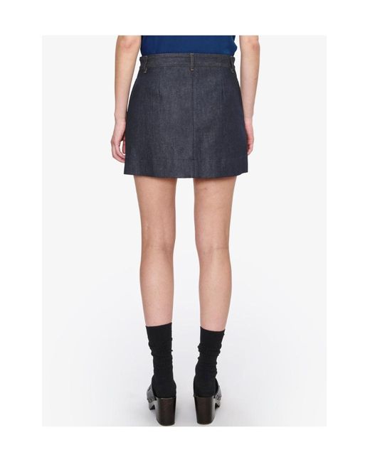 A.P.C. Blue Pleated Mini Skirt