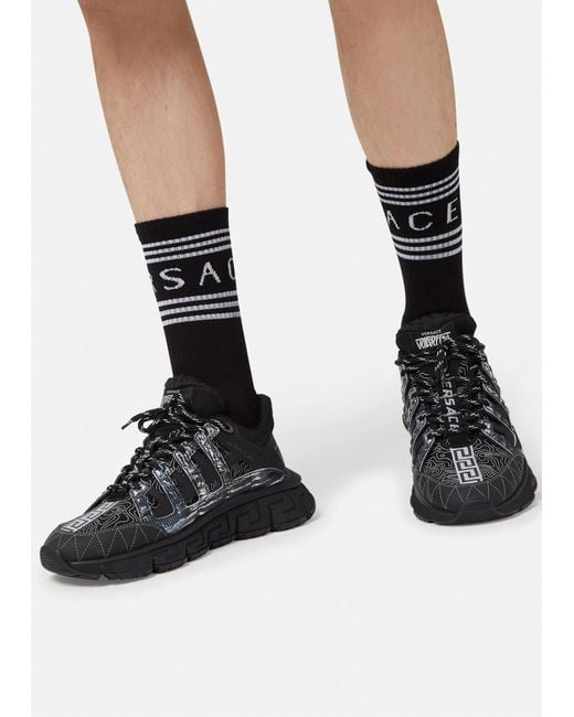 Versace Black Trigreca Lace-Up Sneakers for men