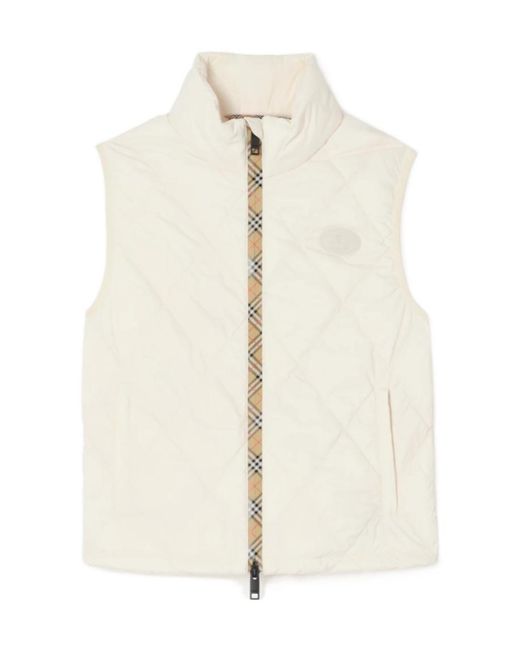 Burberry White Packable Quilted Nylon Cheswick Gilet
