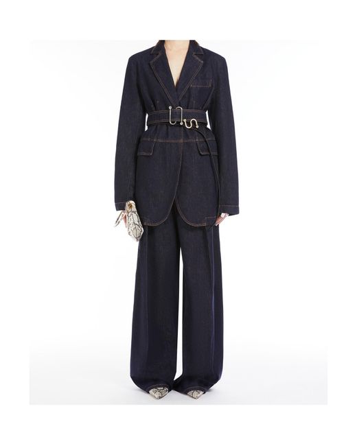 Sportmax Blue Oversized Denim Blazer