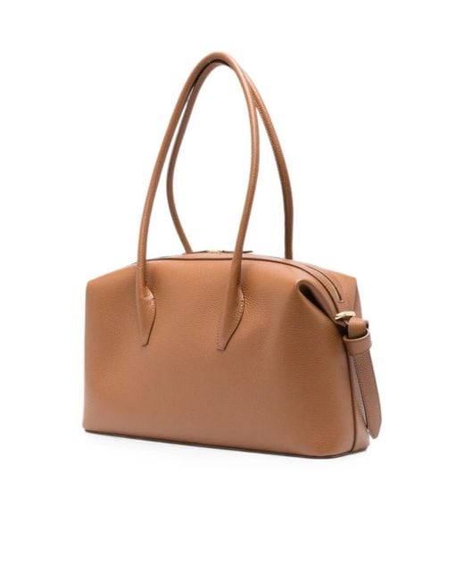 Yuzefi Brown Brioche Duffle Grained-Leather Shoulder Bag